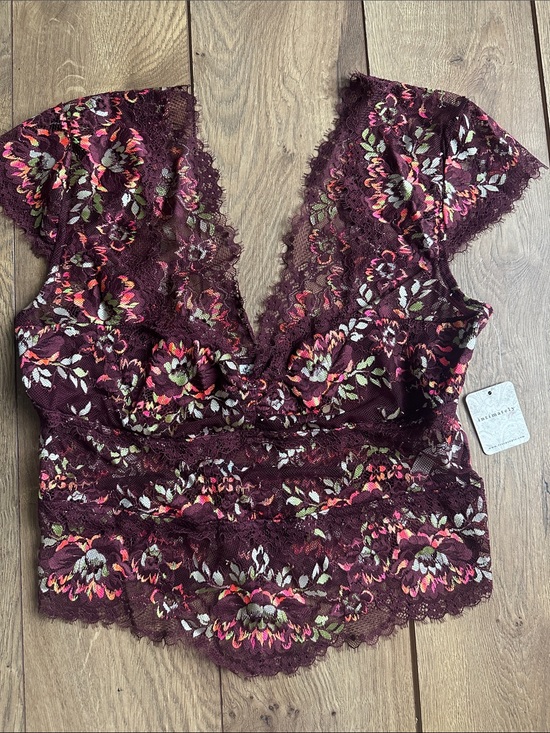 Free People Other - Free People Burgundy Floral Lace Bralette